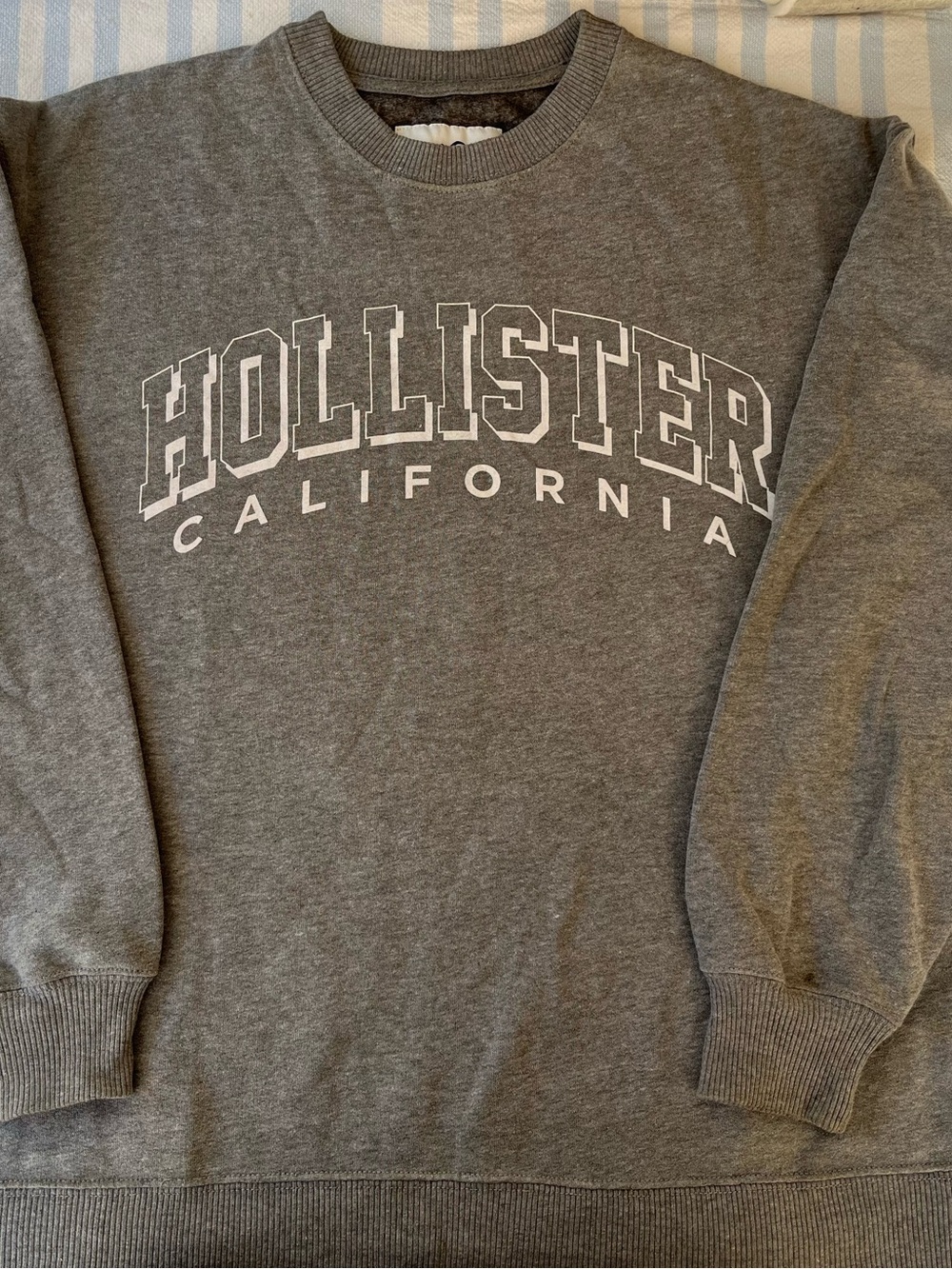 Hollister Gray Sweatshirt with White Logo - XS